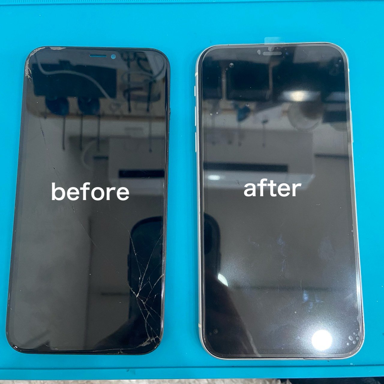画面割れの iPhone XR｜スマホ修理工房Rinkan