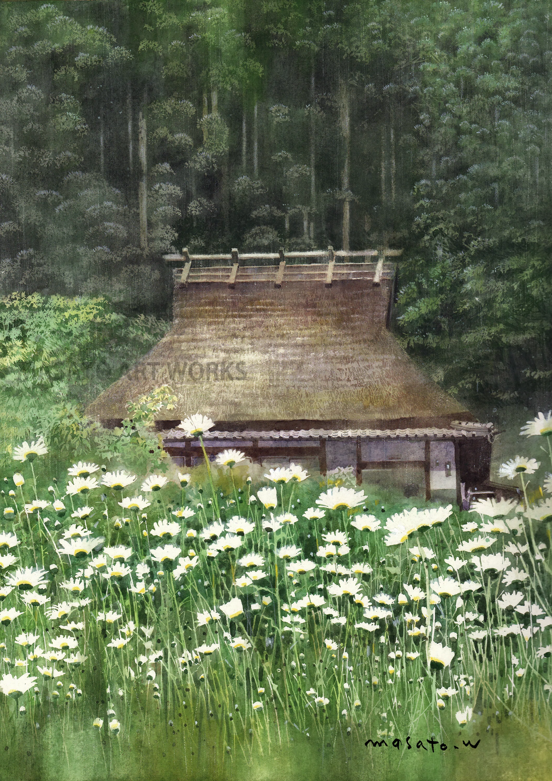 懐かしい“茅葺きの風景”を描いた水彩画7作品のスライドショー作りまし