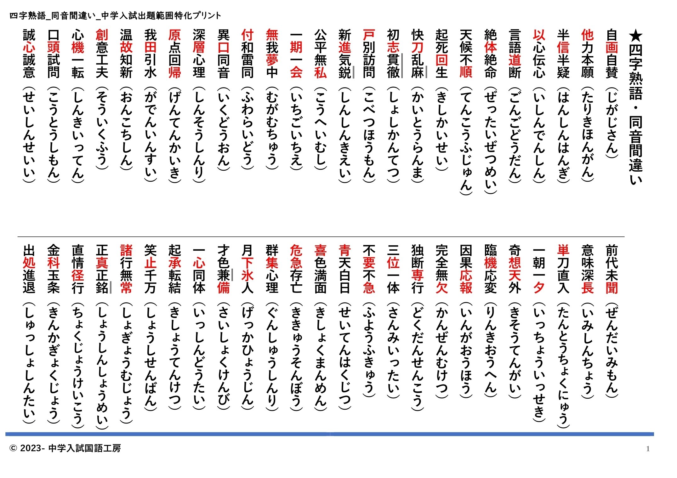 ギュッと凝縮】四字熟語【入試頻出】｜首都圏中学受験 国社工房