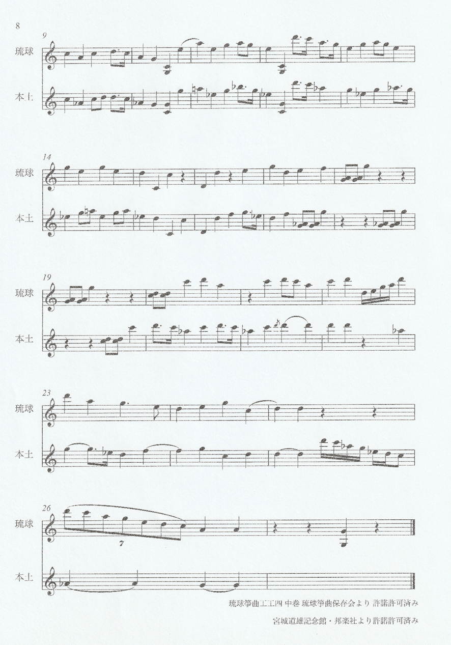 日本初「琉球筝曲六段菅撹」の五線譜と原曲「クレド・Cred・信仰
