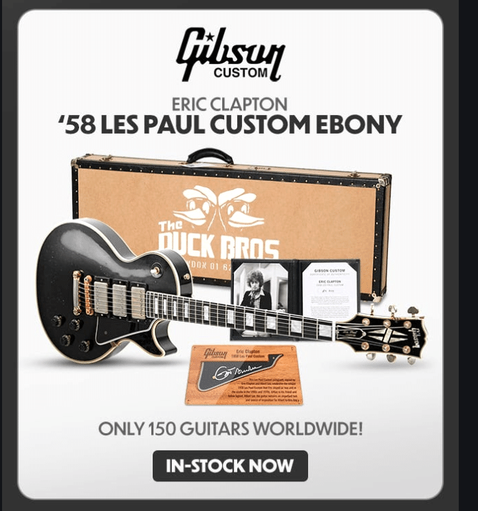 Eric Clapton / Gibson Custom 1958 Les Paul Ebony & Jim Dunlop Cry