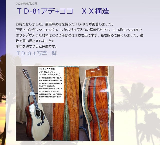 TOYAギターの凄い材のギターがヤフオクで激安で落札されてた