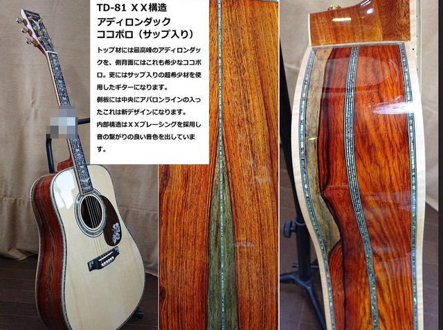 豪華なインレイ入りのアコースティックギター　Toya T12A 豪華なインレイ入りのアコースティックギター Toya T12A