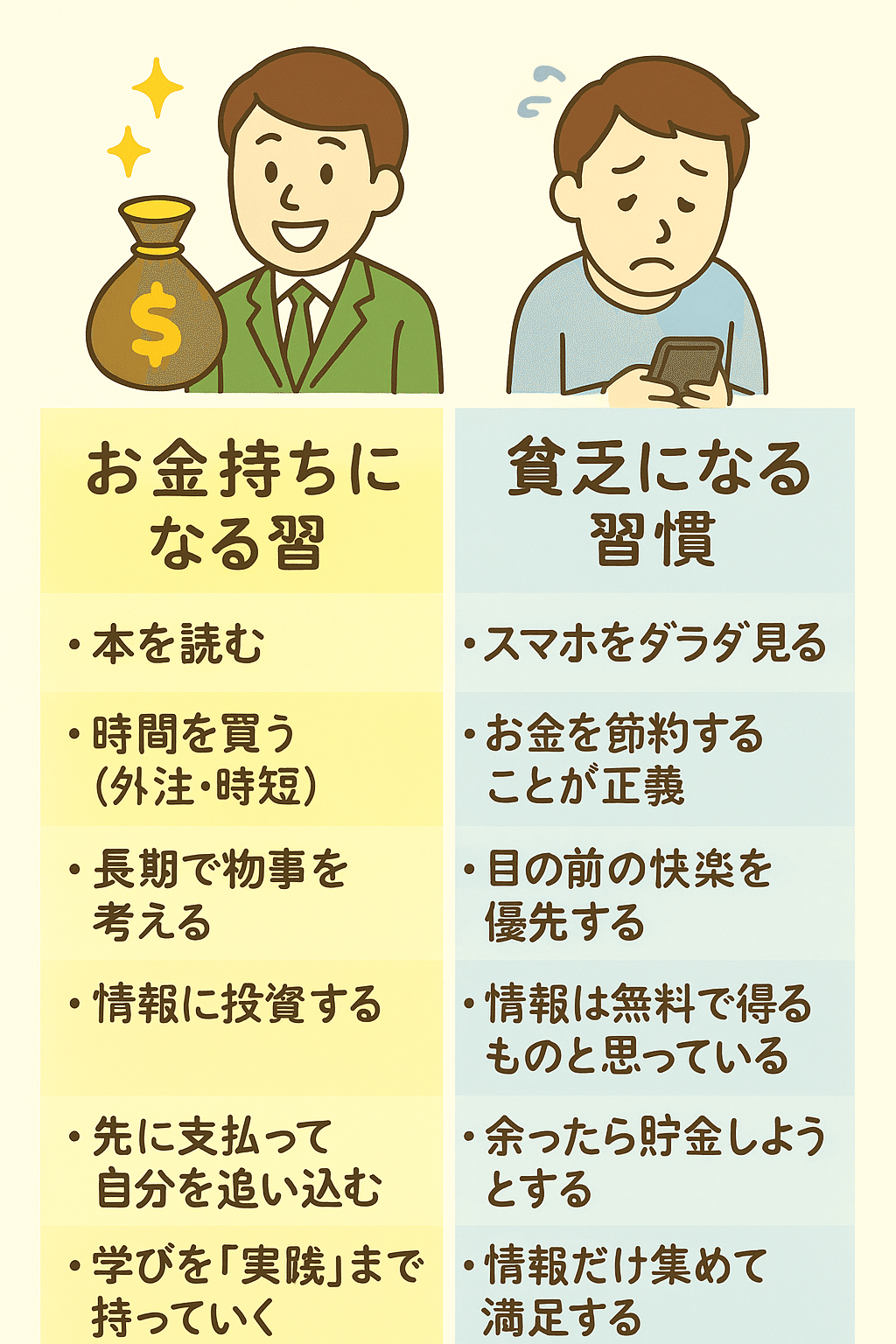 お金持ちになる人 vs 貧乏になる人｜決定的な6つの習慣差｜けんた｜FP✖公務員 投資＆家計改善だけで毎月10万の副収入