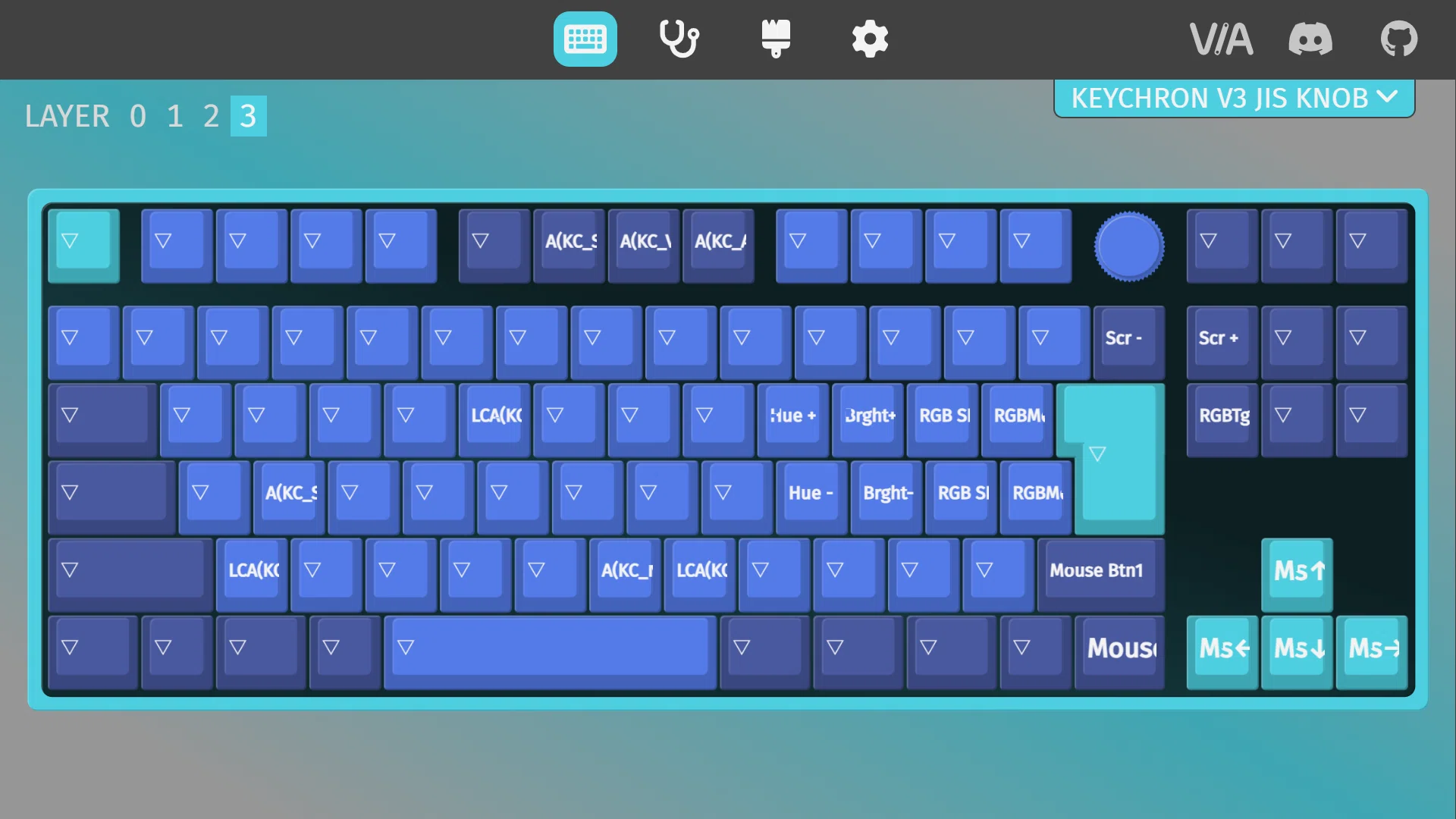 VIA設定キーコード例（KeychronV3）｜環
