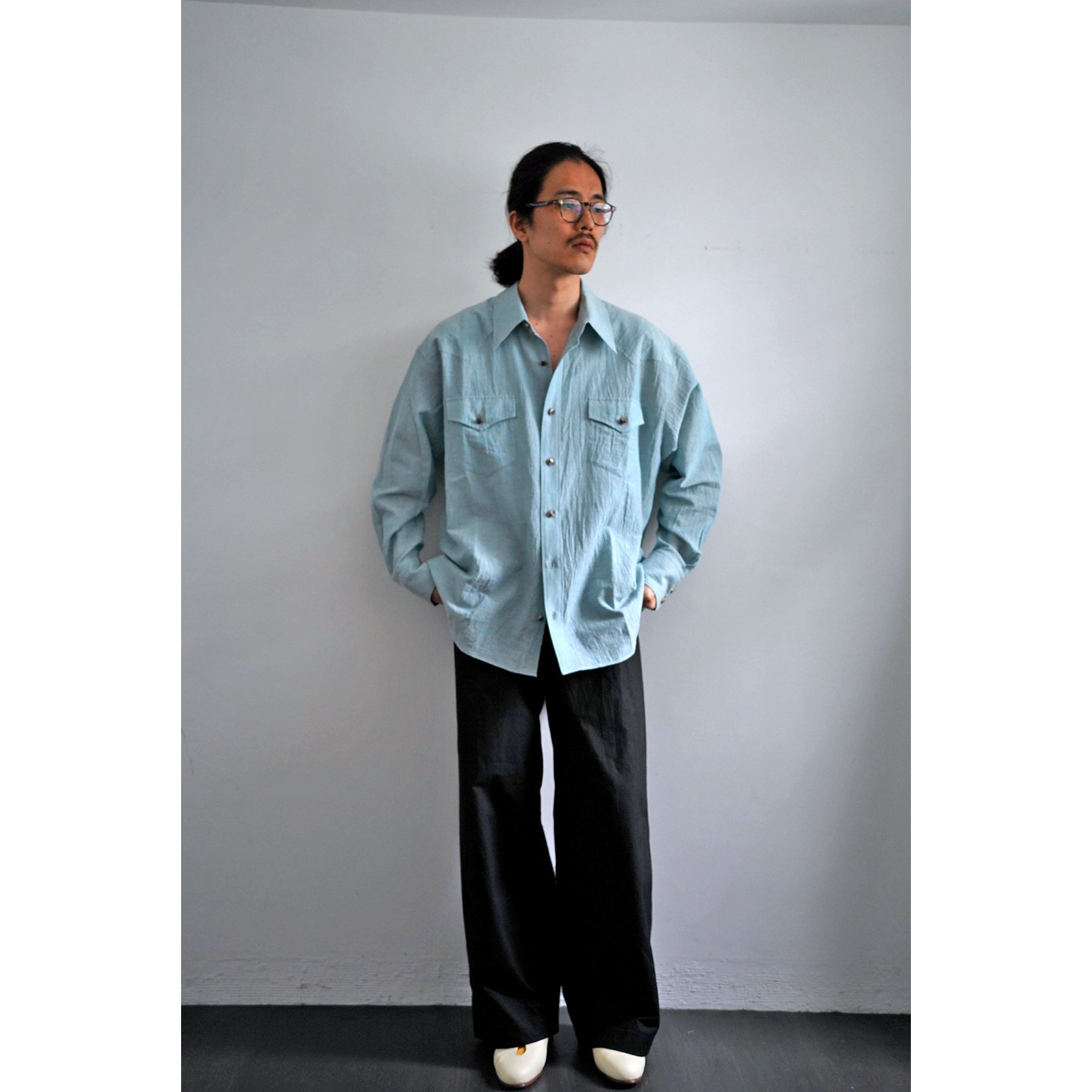 ANSNAM 別注断ち切りシャツ size2 アンスナム ホワイト the crooked tailor paul harnden ansnam バイアスウールシャツ｜ナン