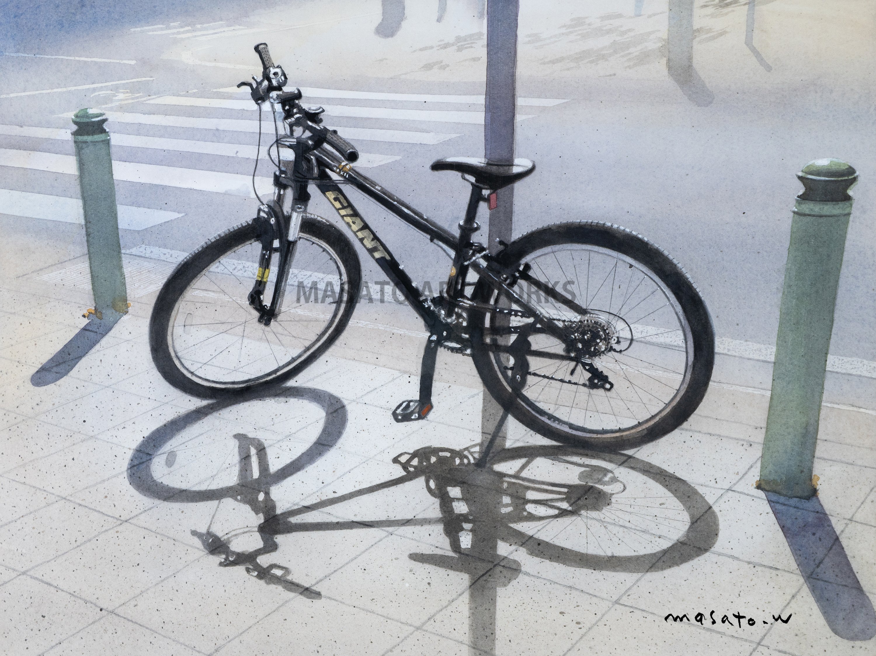 水彩で自転車(Bike)を描くのは手間がかかりますが、ワクワク感あります