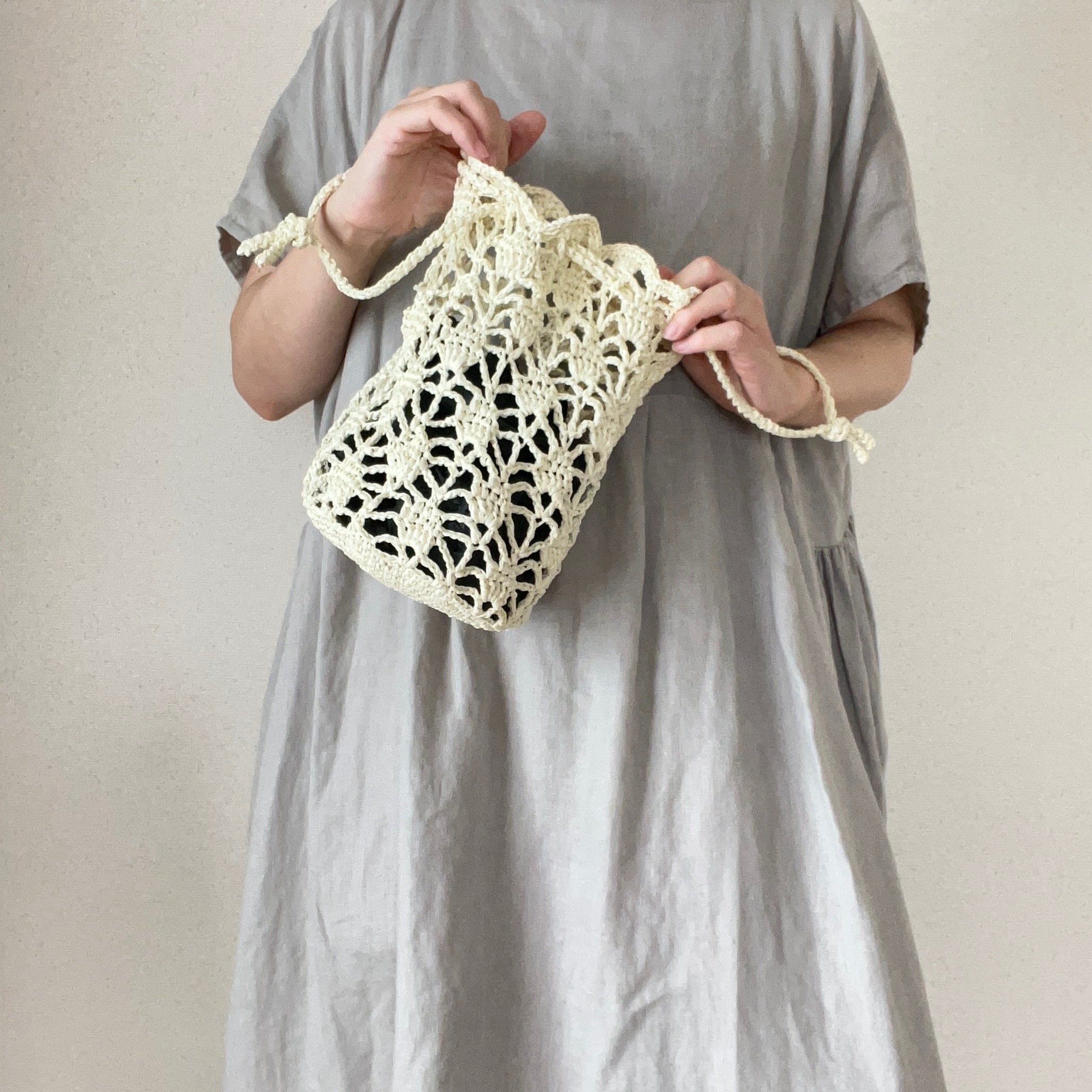 かぎ針PDF編み図】ロマンテックレース巾着 編み図 ダウンロード販売