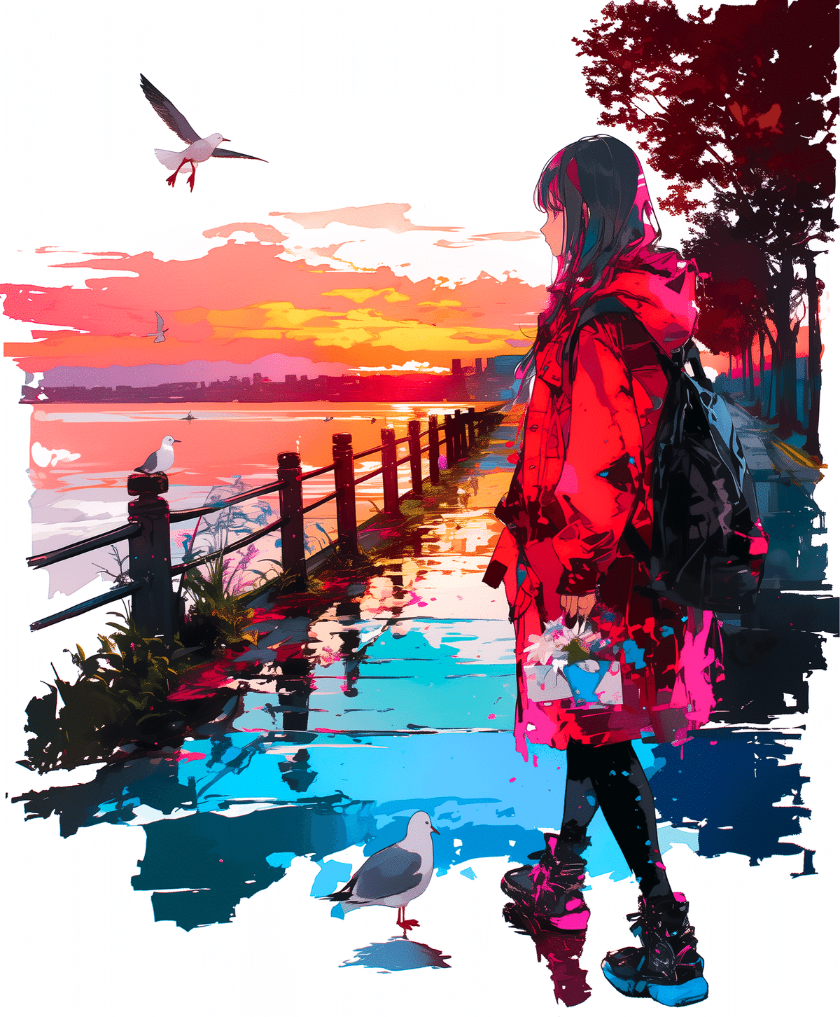 イラスト作成4 移ろいゆく空に【AIイラスト＋4コマ漫画】｜Alpaka