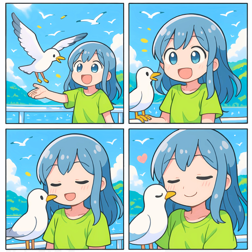 光る夏と水面に【AIイラスト＋4コマ漫画】｜Alpaka