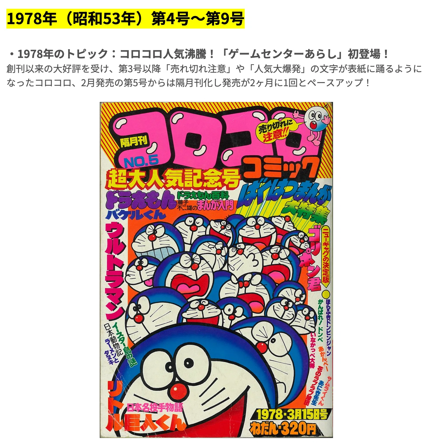 コロコロ☆No.6☆ 1978年「希少」48年前のコロコロコミック！ コロコロ☆NO.4☆ 1978年「希少」48年前のコロコロコミック! 【公式通販】