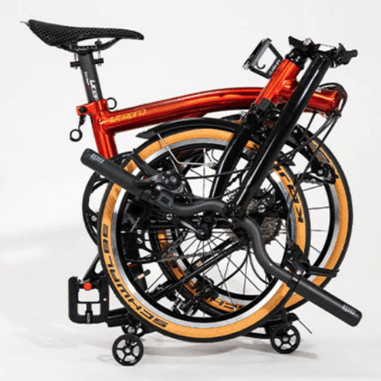 ちょっと面白いBromptonクローン（手渡し対応します） 5万円のブロンプトンw】クロモリ・リア8速 16インチ折りたたみ自転車