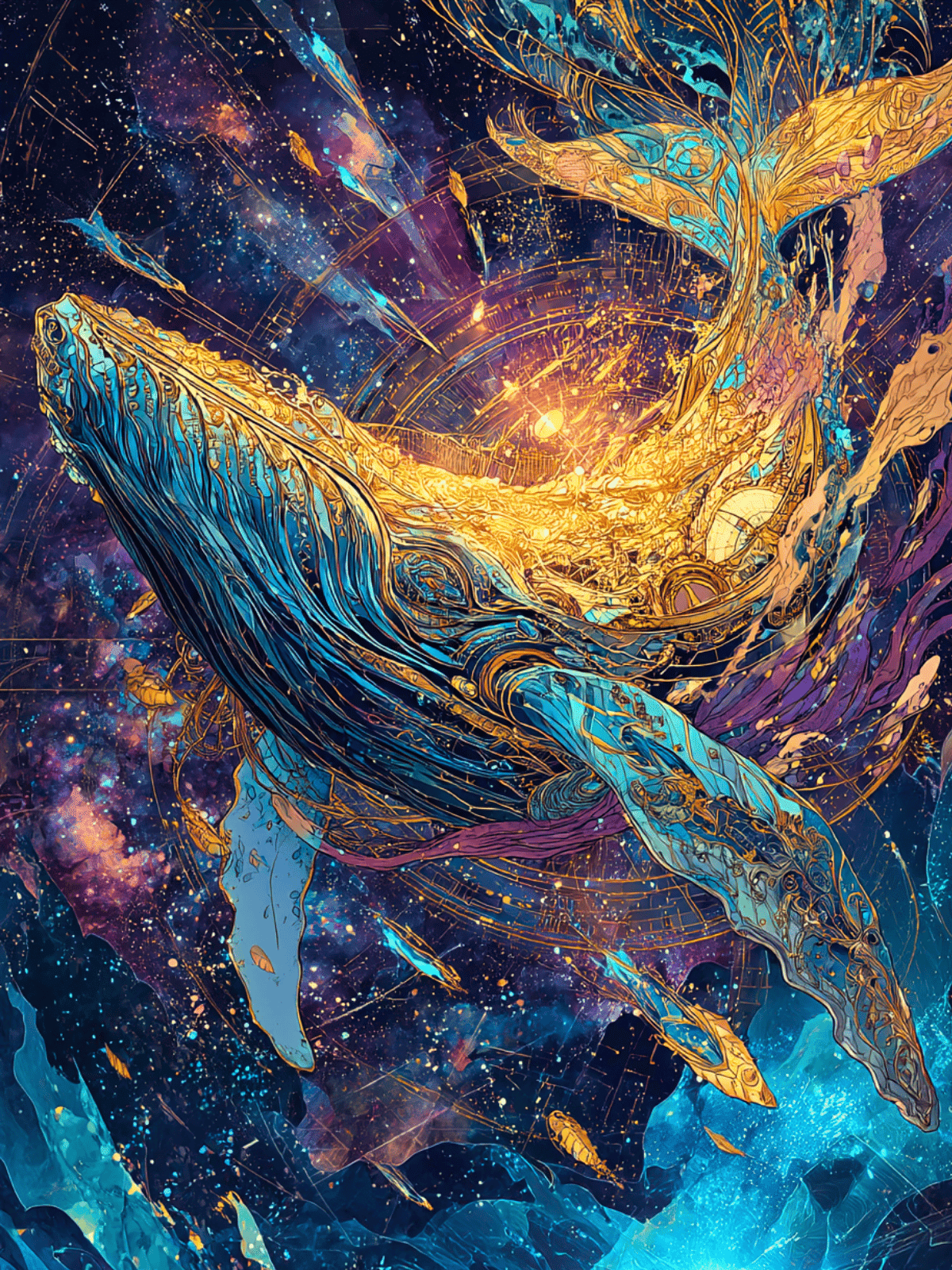 タイルアート 魚 地球 人 宇宙（宇宙 神秘の写真素材｜写真素材