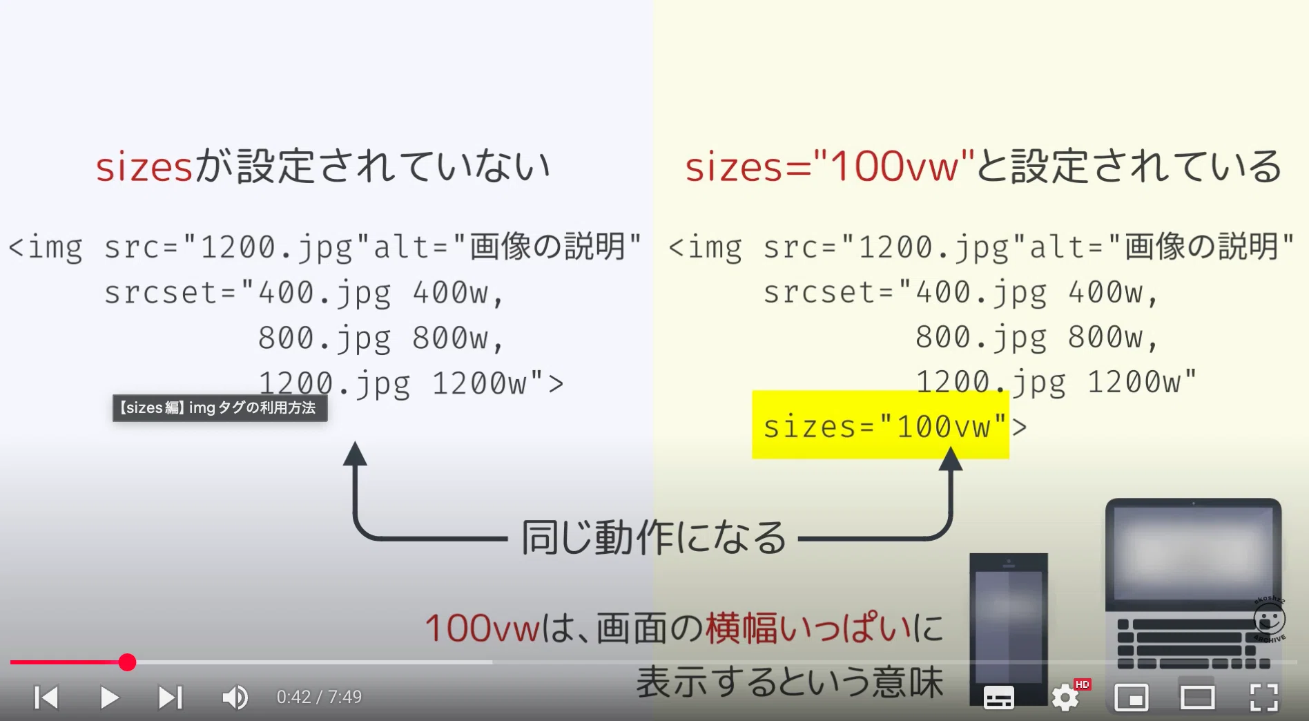 019 【sizes編】imgタグの利用方法｜吉澤なの