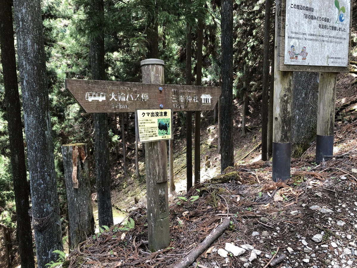 三峯神社手前の道標