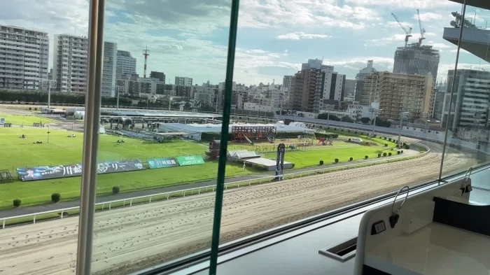 川崎競馬場2号スタンド指定席から見た内馬場(遊具)