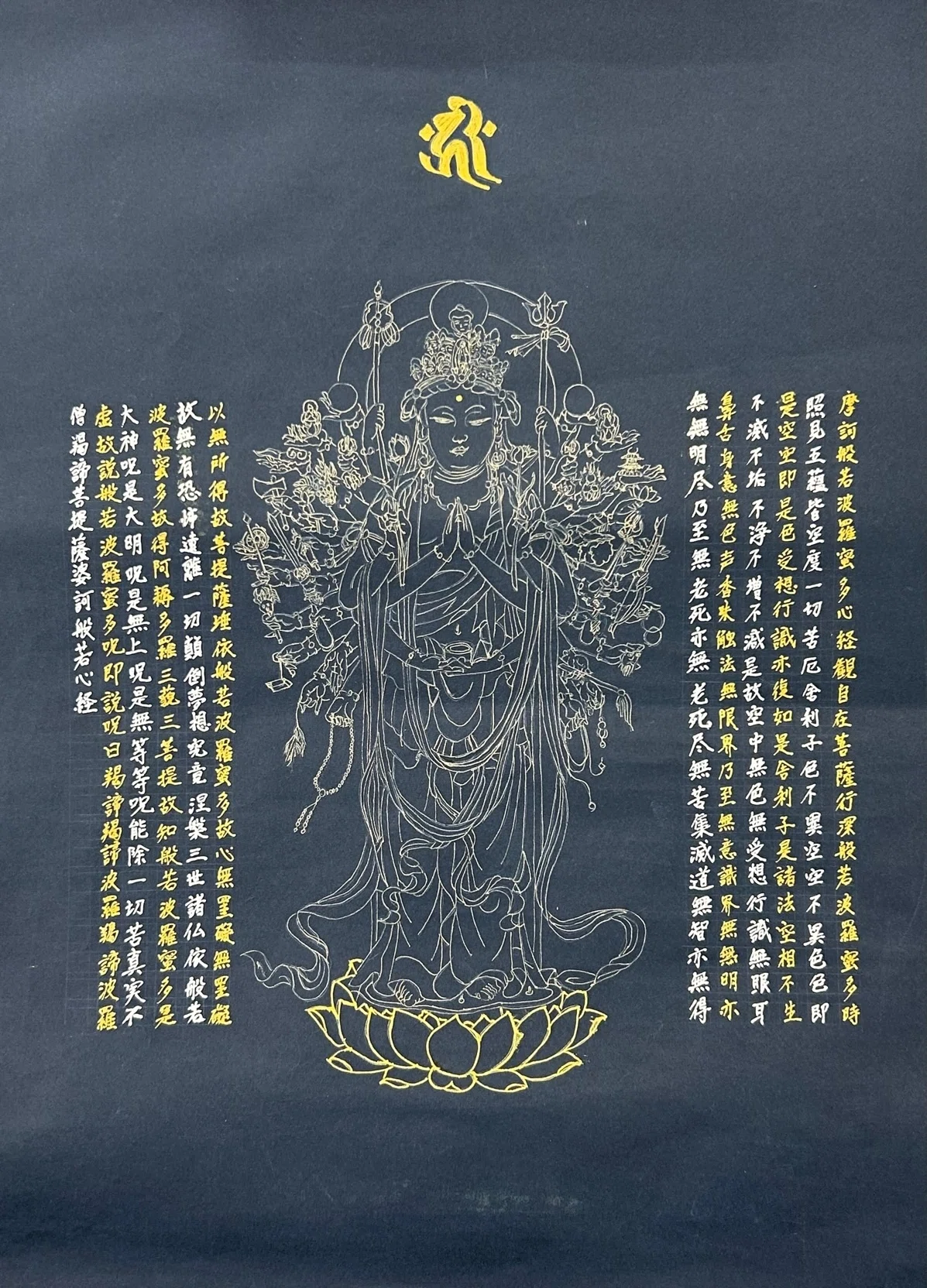 曼荼羅　古仏聖観音　& 般若心経 額縁入り　肉筆　仏画　年代物　珍品 仏画と経文が奏でるハーモニー｜達磨の眼【伝統文化を世界へ】