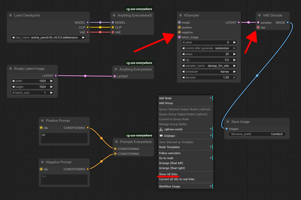 Show UE links selection screen from right-click on cg-use-everywhere