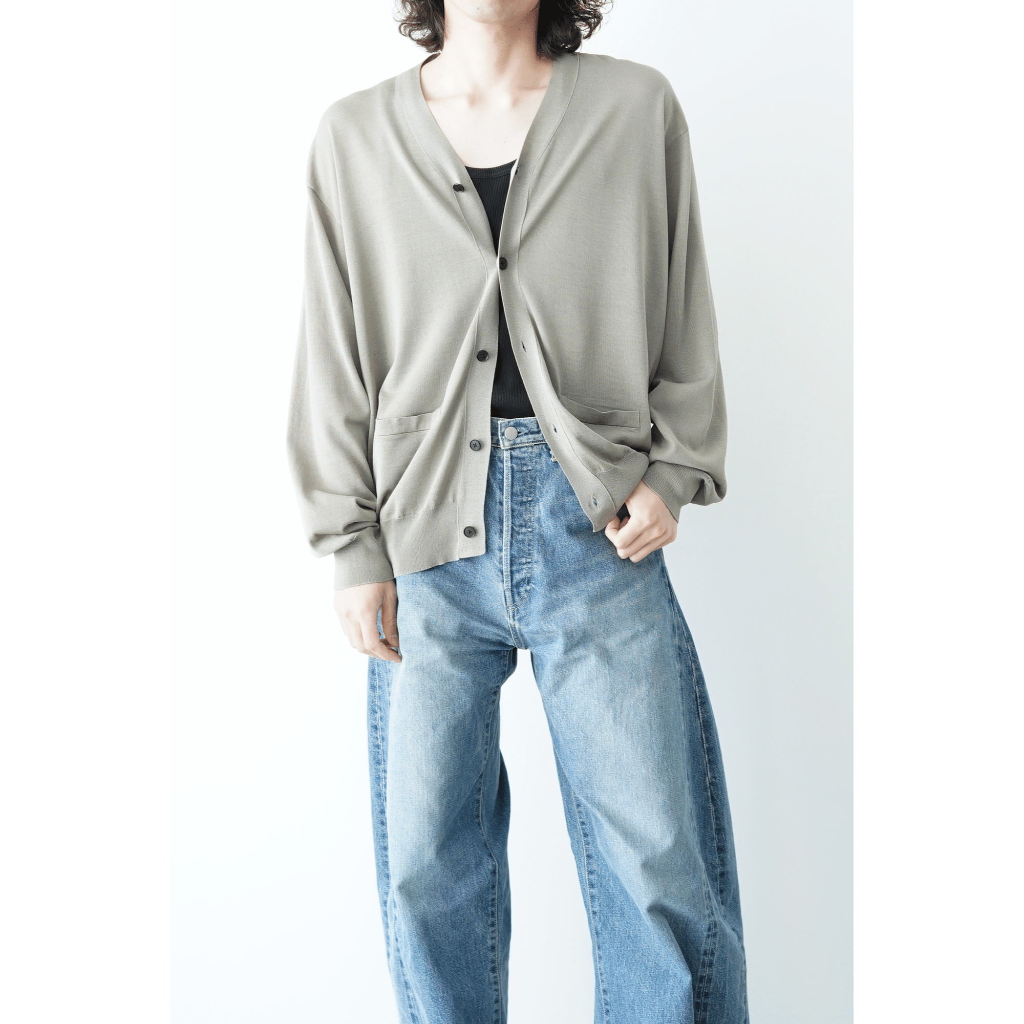 トップス ssstein WOOL SILK KNIT TUCKED CARDIGAN ssstein WOOL SILK KNIT TUCKED CARDIGAN・BLACK - tity