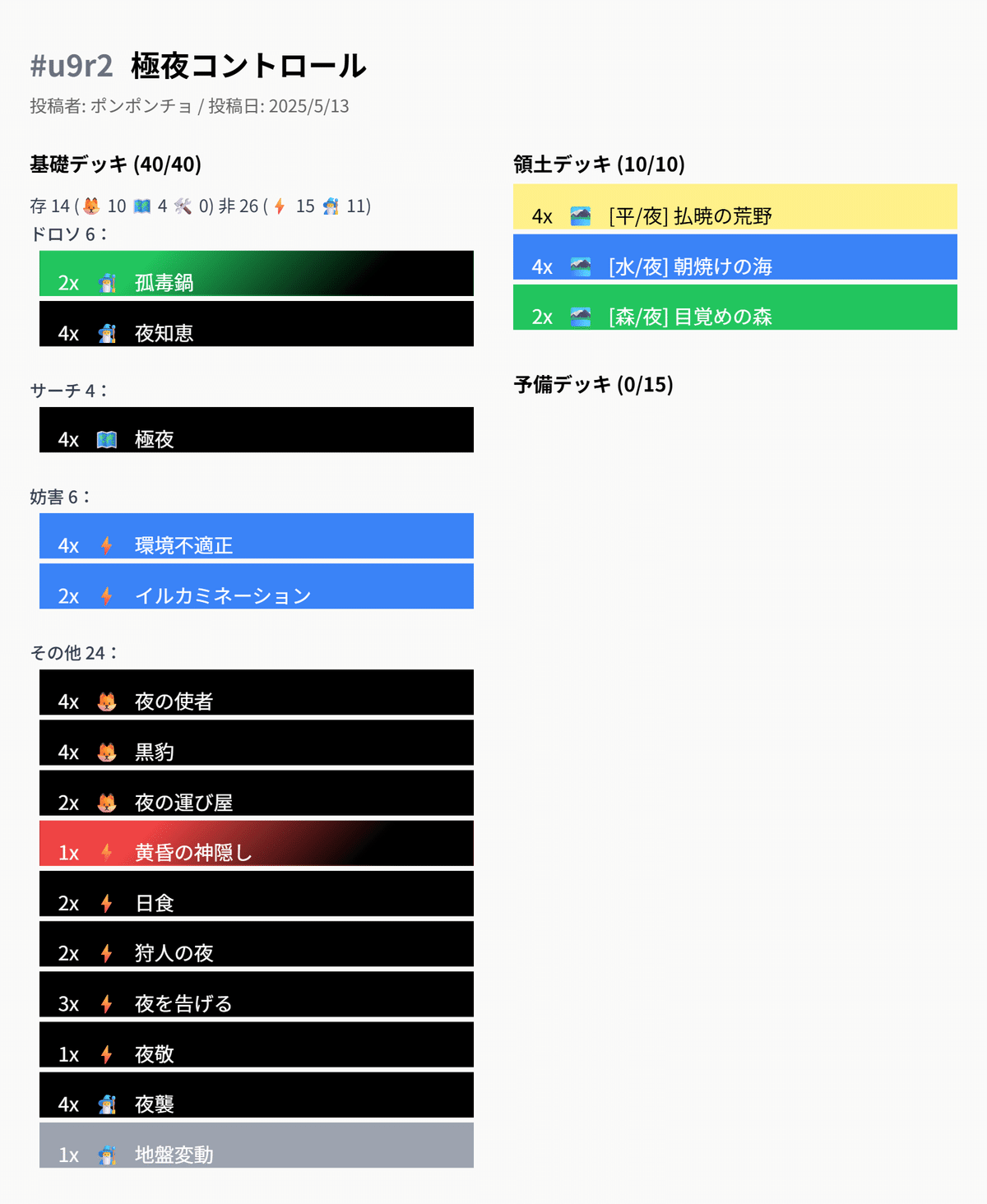 アニマルカードゲーム】極夜コントロール考察｜ポンポンチョ