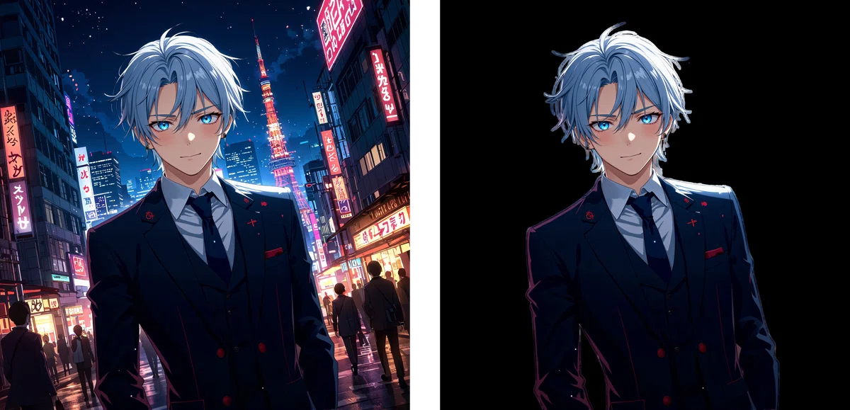 Anime illustration with background removed by BiRefNet_ll