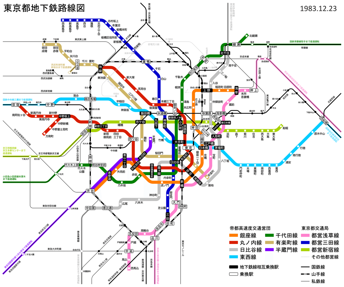 せっかくなので昔の東京の地下鉄路線図も作る｜mogref