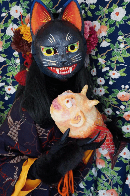 740『妖怪 猫又 踊る猫 皿』河鍋暁斎⁄骨董品 古美術 古玩 アンティーク