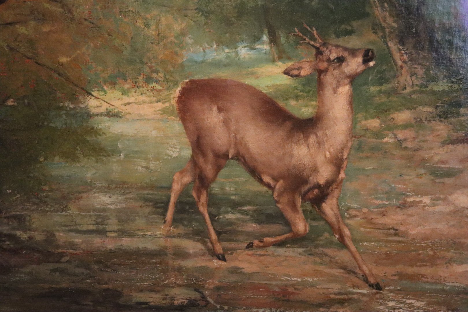 【美品】絵画　『窓から眺める丘』　フランス・ゴブラン織り使用　良質　額絵 絵画 『窓から眺める丘』 フランス・ゴブラン織り使用 良質