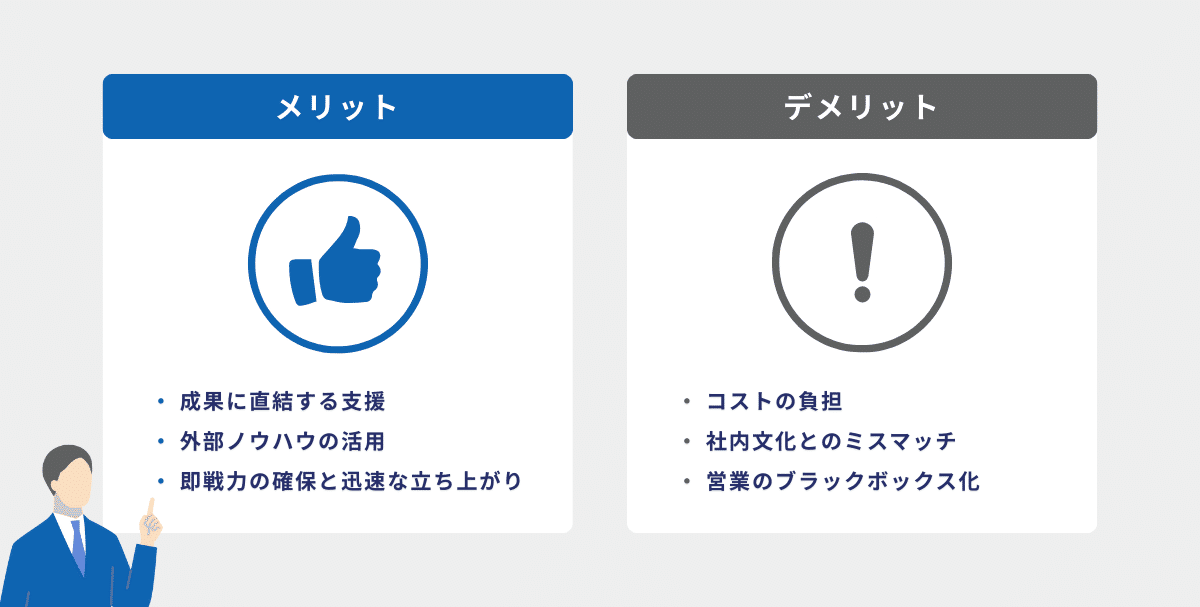 営業アウトソーシングのメリットとデメリット