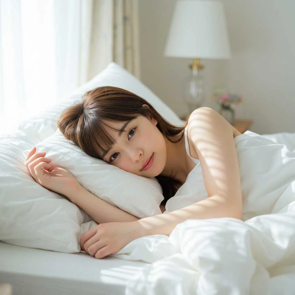 AI画像の作り方　美人 睡眠 寝起き06