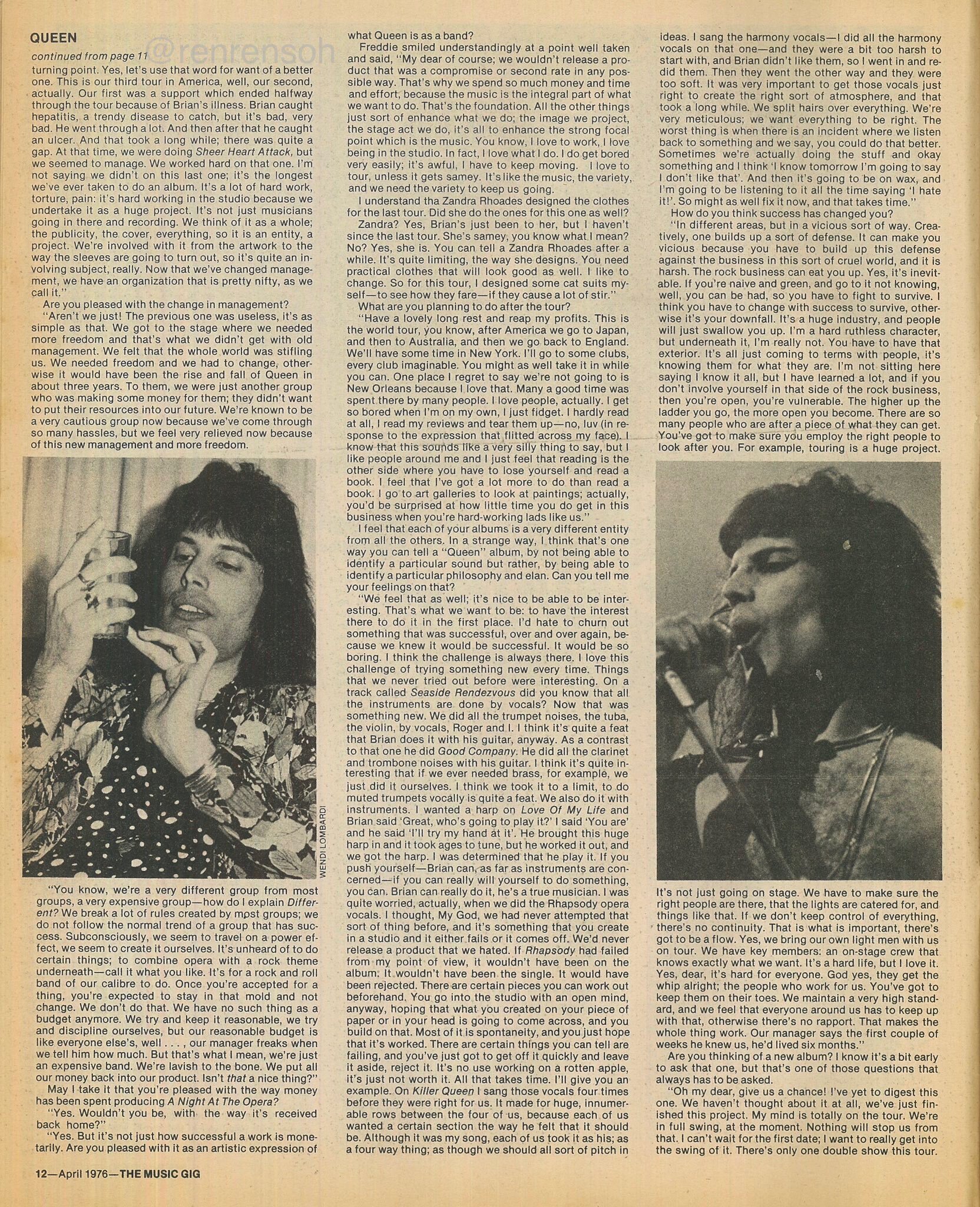 フレディインタビュー（The Music Gig誌 1976年4月号）｜ふゆ