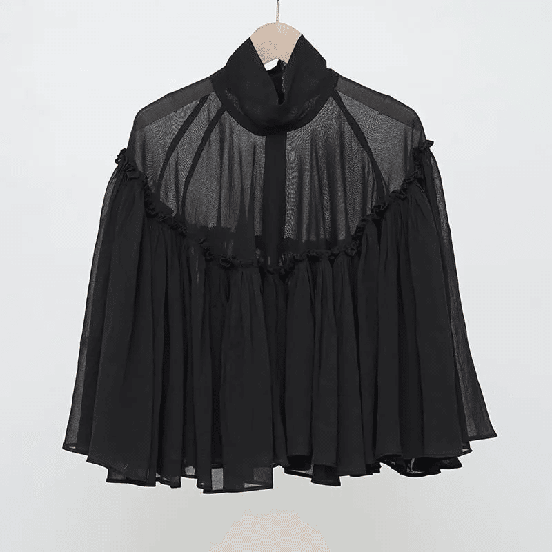 新品　crinkle crinkle crinkle frill poncho crinkle crinkle crinkle】frill poncho L/S blouse/フリルポンチョ
