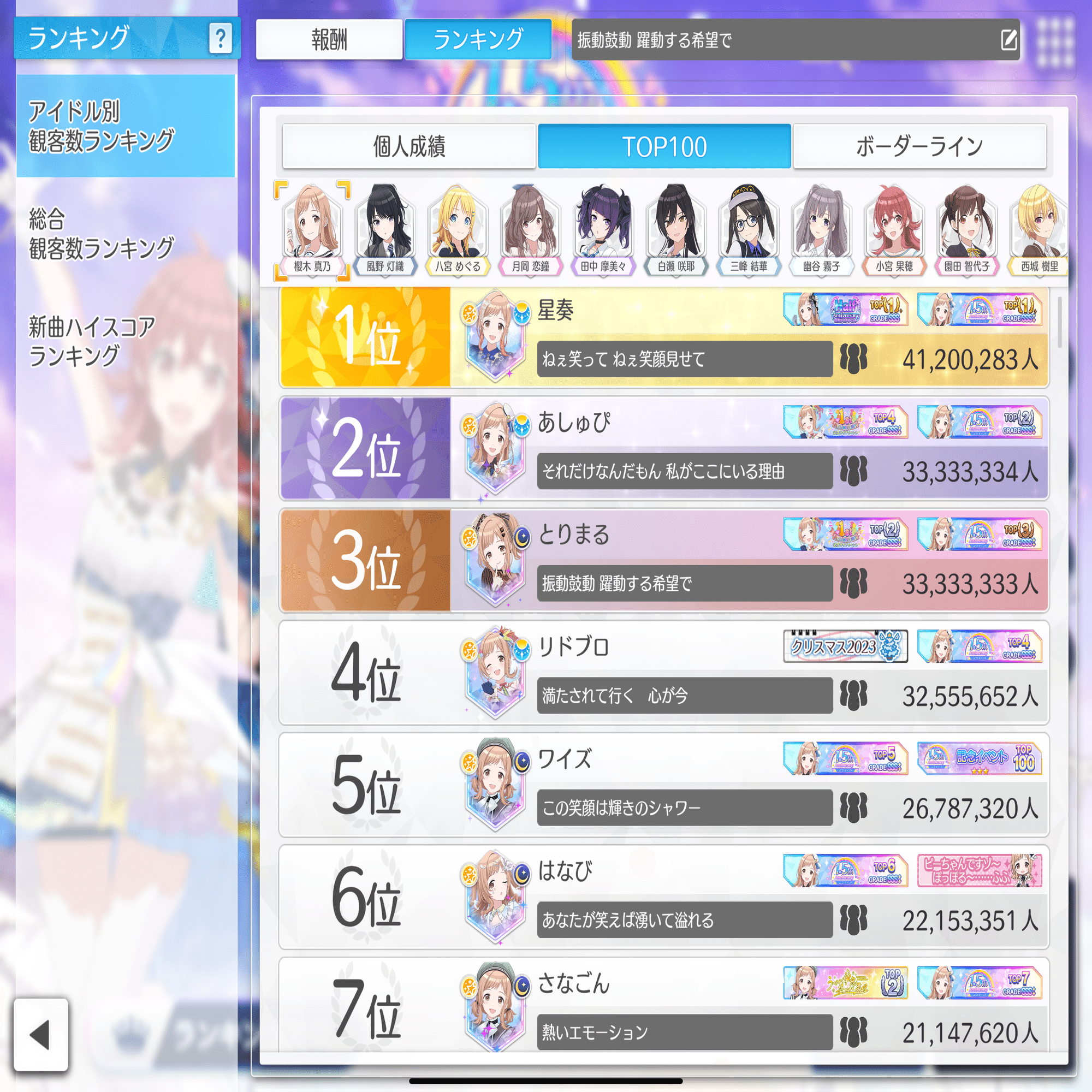 シャニソン 1.5th 真乃 3位(ついでに観客数調整について)｜とりまる