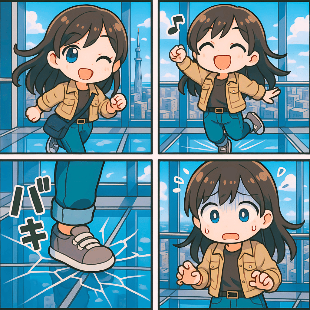 ガラス越しの街【AIイラスト＋4コマ漫画】｜Alpaka