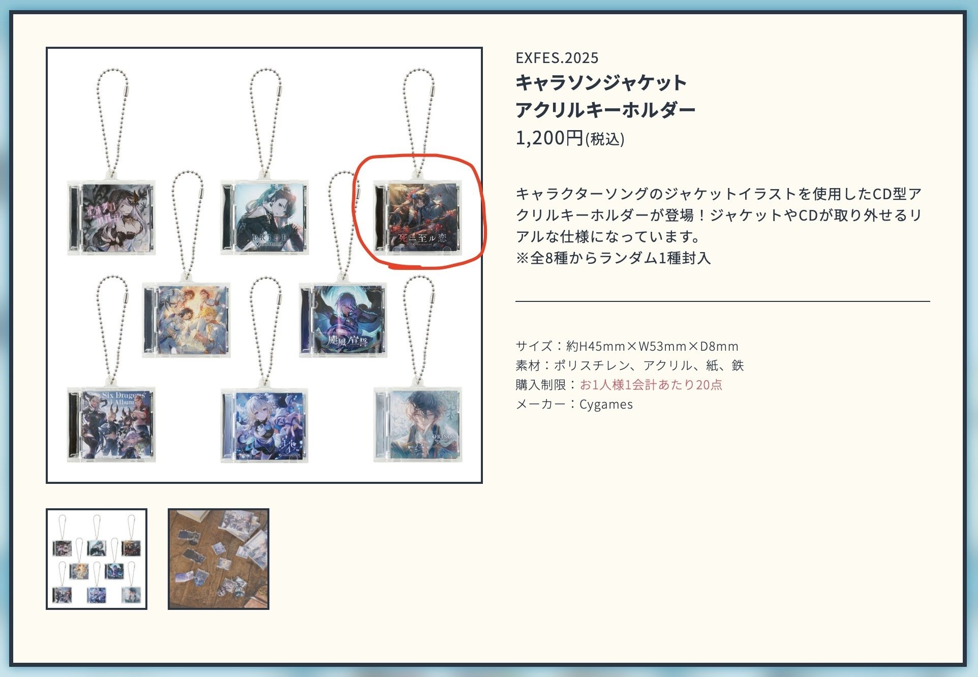【時間指定不可】 グラブルEXTRAフェス2025】グッズ開封「キャラソンジャケット キーホルダー・アクリルキーホルダー