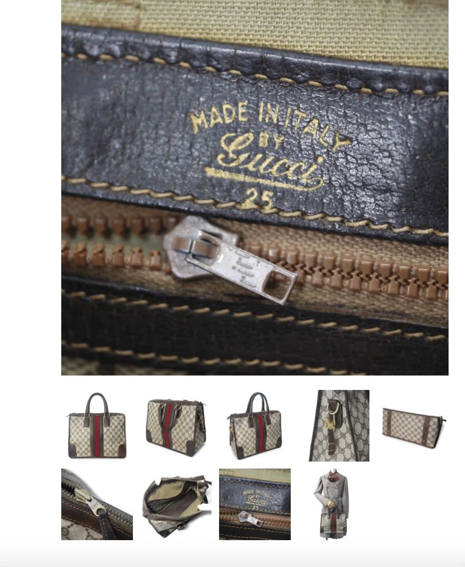 OLD Gucci スクエアミニボストン（茶・縦シェリー）別カット