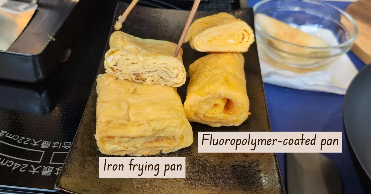 [Comparing Tamagoyaki] Iron frying pan vs Fluoropolymer-coated pan｜三保原屋 ...