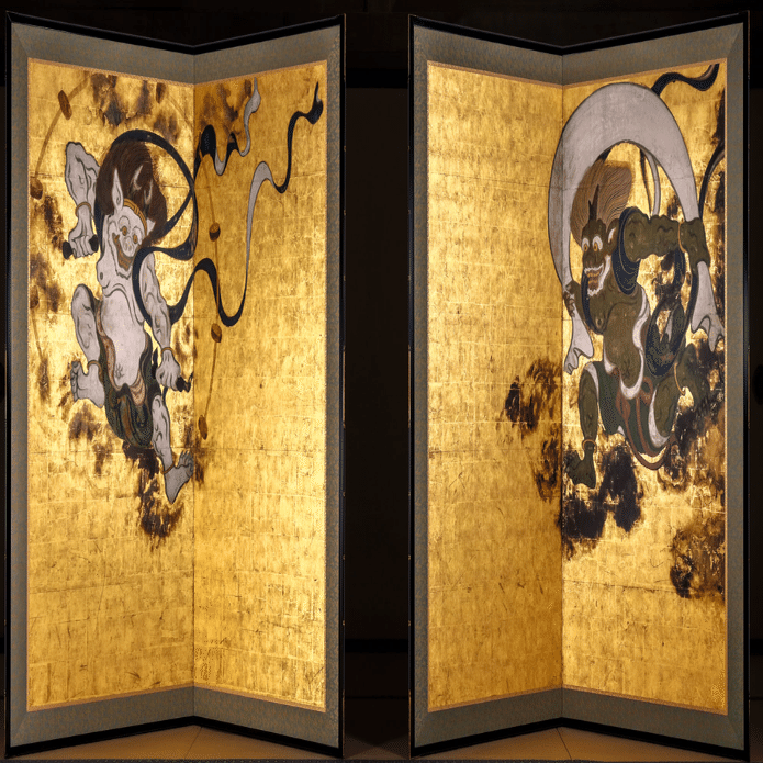 織物　風神雷神図　額装 西陣織 国宝 俵屋宗達『風神雷神図』額装 | 東京書芸館公式通販ウェブ