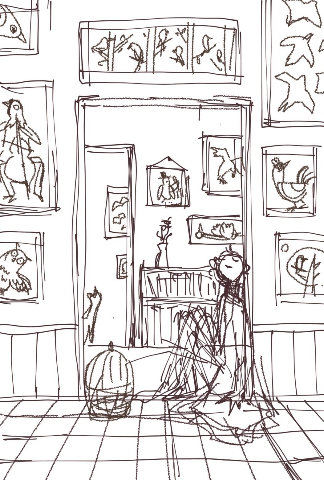 内山田画廊】f8 現代アートアクリル・ガッシュ キャラクターイラスト