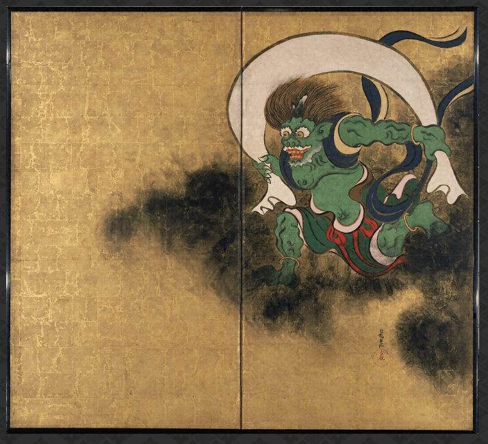 東京国立博物館　風神雷神図屏風　ミニサイズ ミニチュア屏風 風神雷神図屏風(俵屋宗達) (大) | ミニチュア