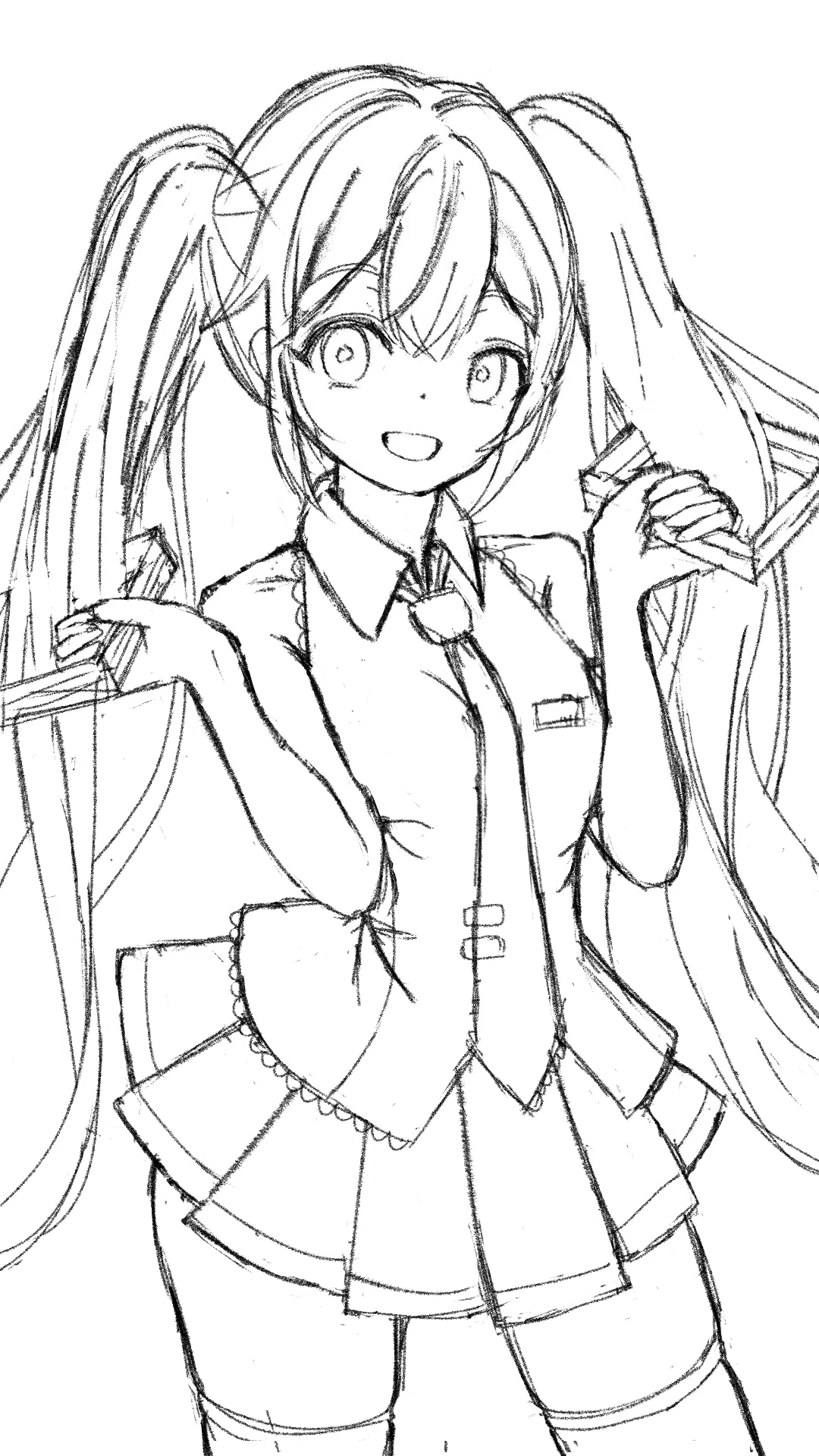 初音ミクさんを描きましょう（ラフ画）｜Yunomix
