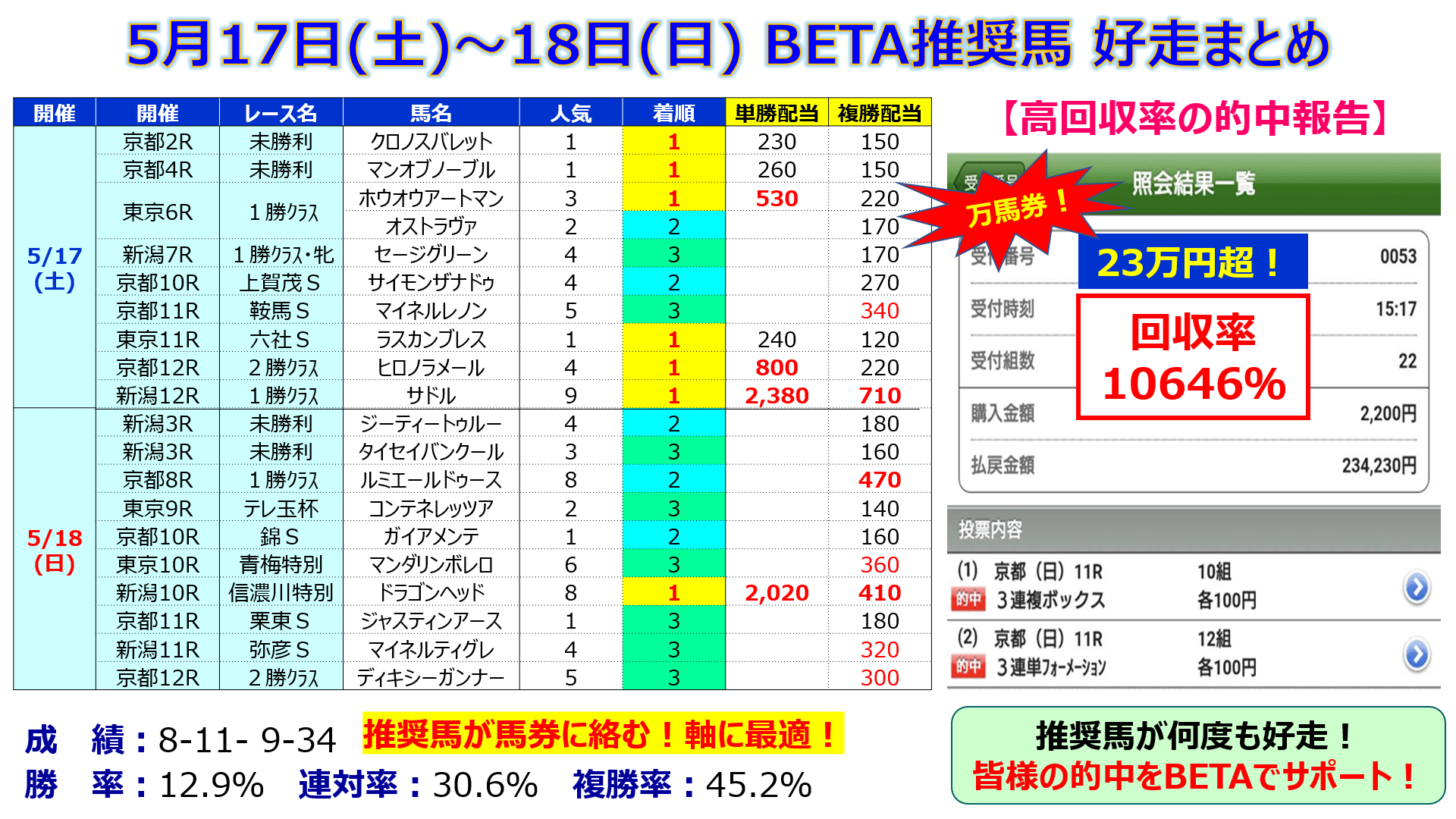 最安 馬券的中サポート【BETA】＜5/24(土)＞｜邪推師GANMA コレクション