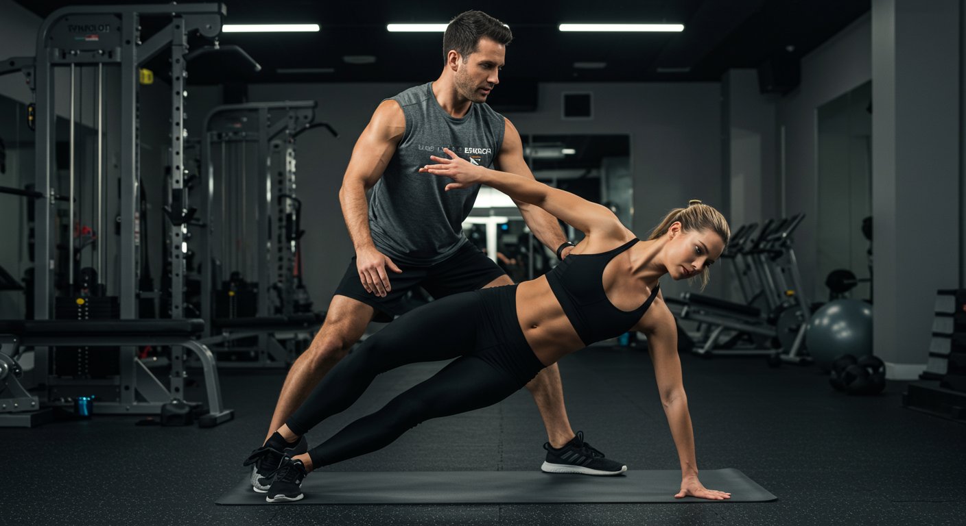 トレーナーがエクササイズを指導している様子