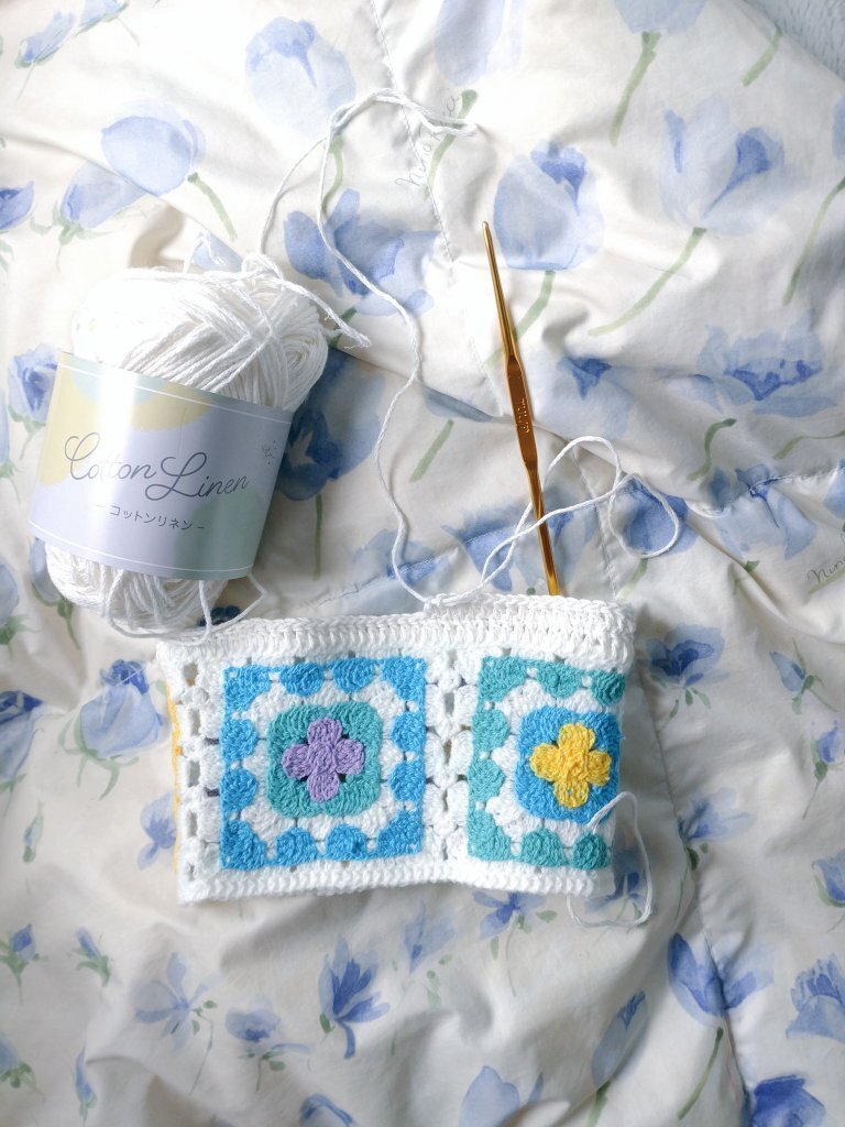 yori ニット コットン刺繍カラーニット ヨリ yori ニット