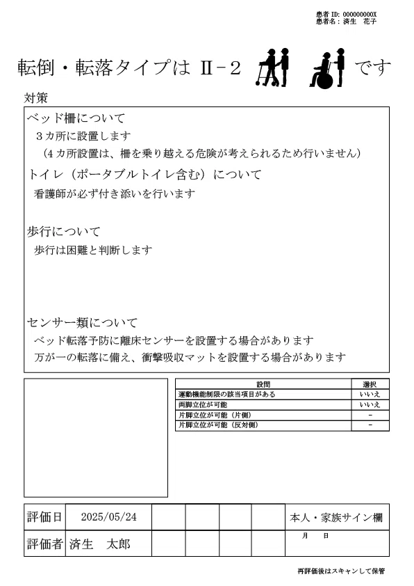 医療機関の転倒転落リスクを、映像やピクトグラムを用いて誰でも