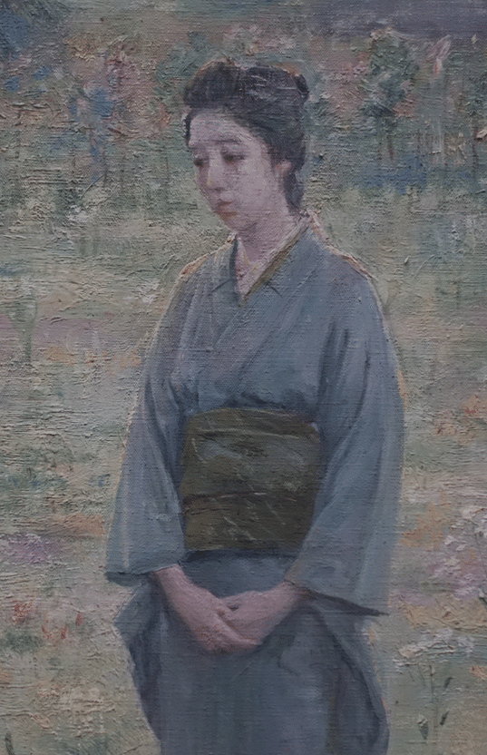 岡田三郎助、【フランス風景】、新品高級額 額装付、年代物