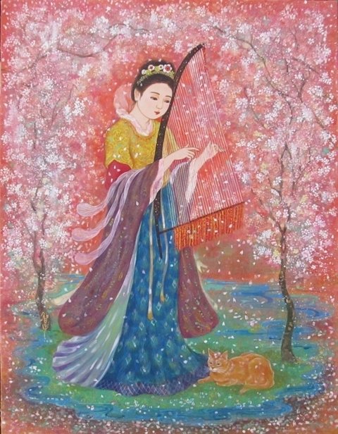 作品解説 天女と箜篌｜nakaitomoko