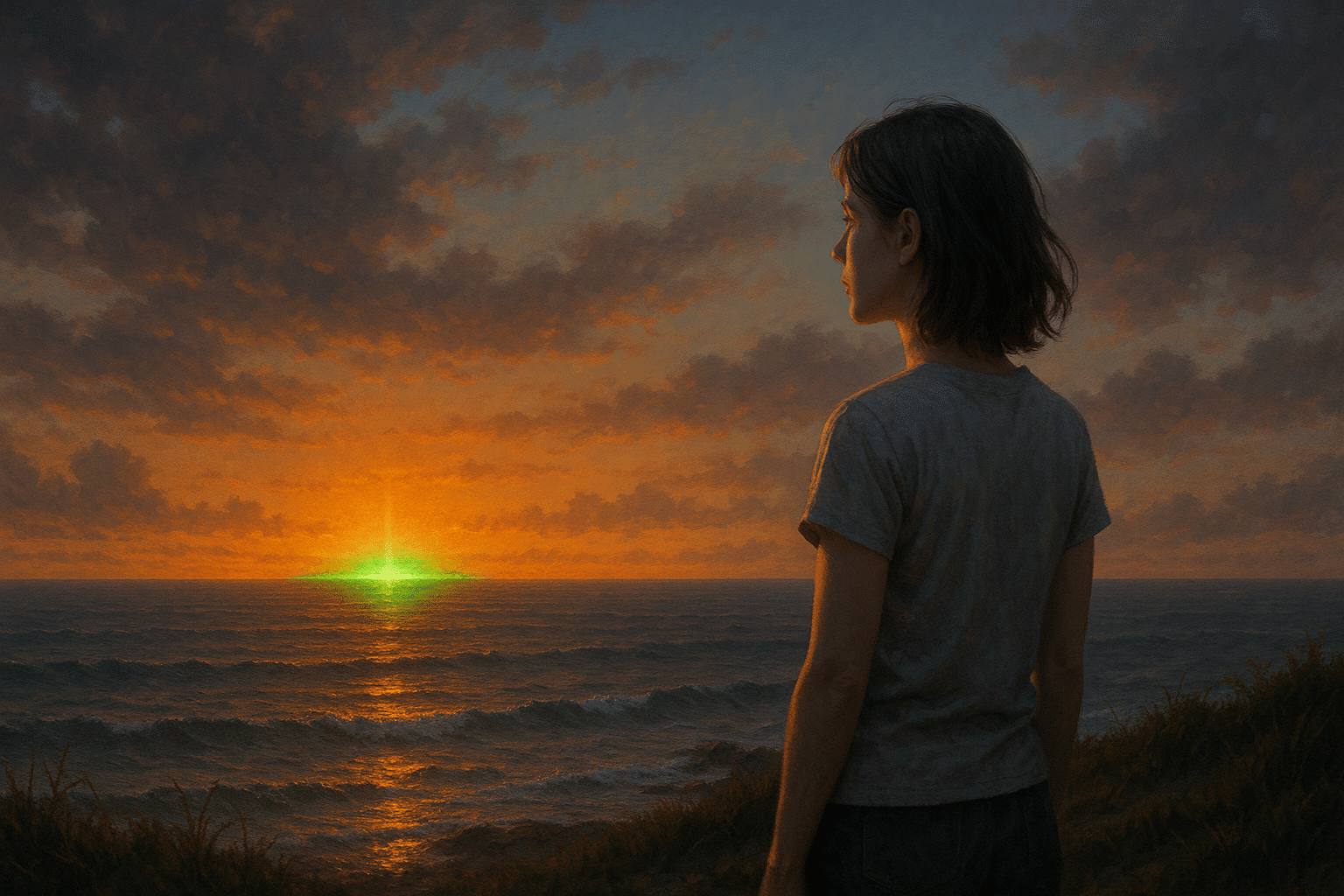 応募短歌】夕焼けグリーンフラッシュ！ あのした様(夕焼け） 虹色創作