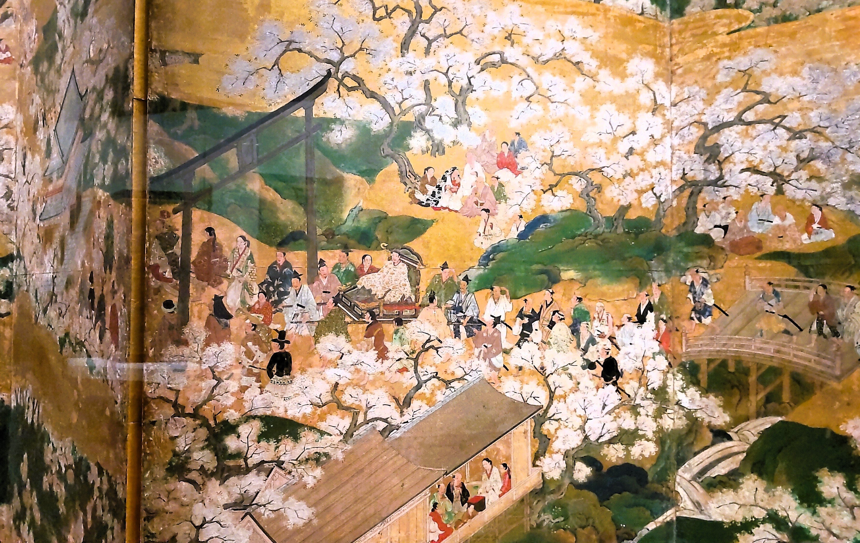日本画 金屏風 大和絵 風景画 貴族の花見 高蒔絵