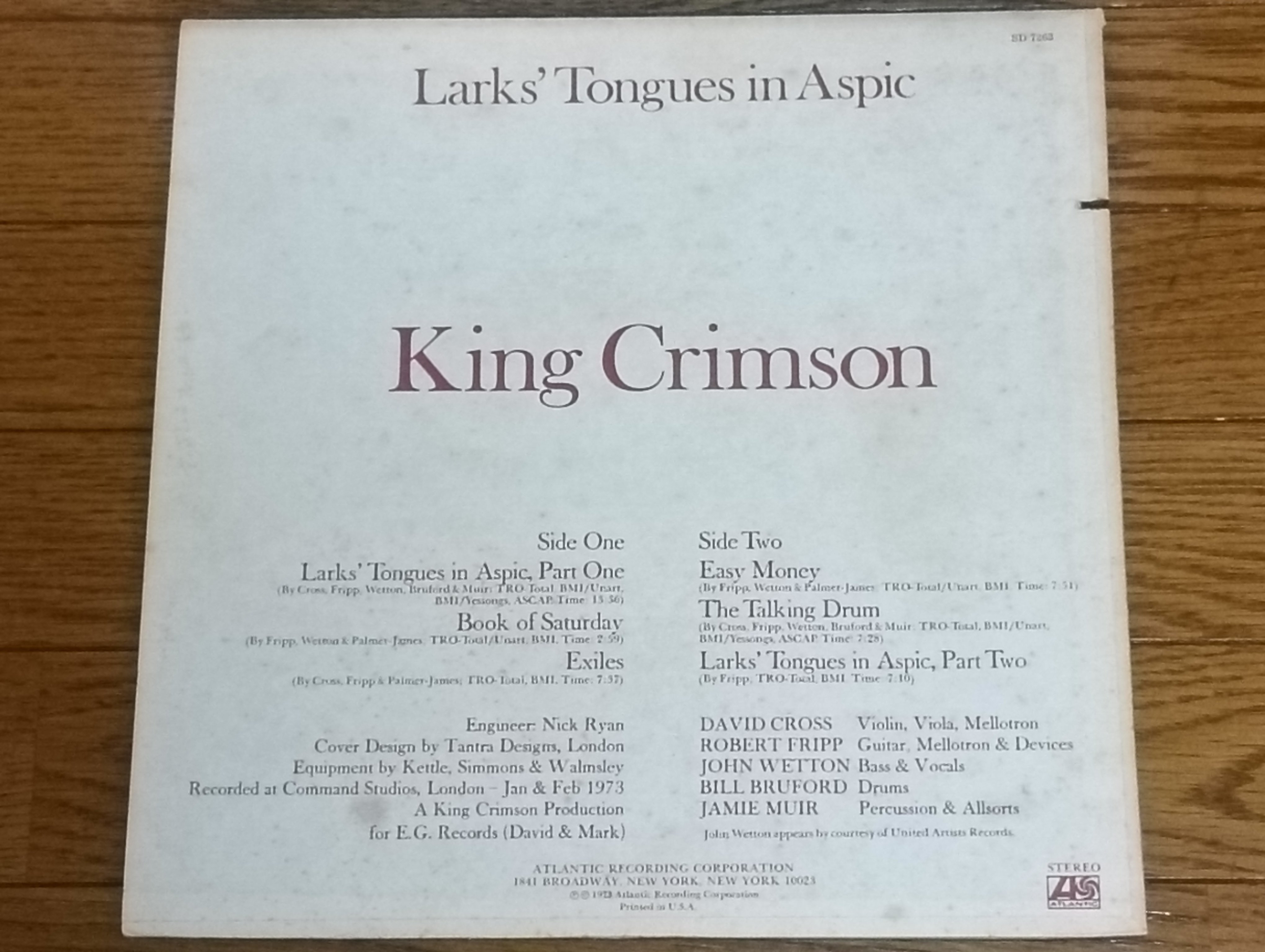 Larks' Tongues in Aspic(太陽と戦慄)】(1973) King Crimson